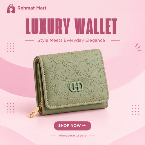 Luxury Geometric Women's Short Wallet – Sage Green