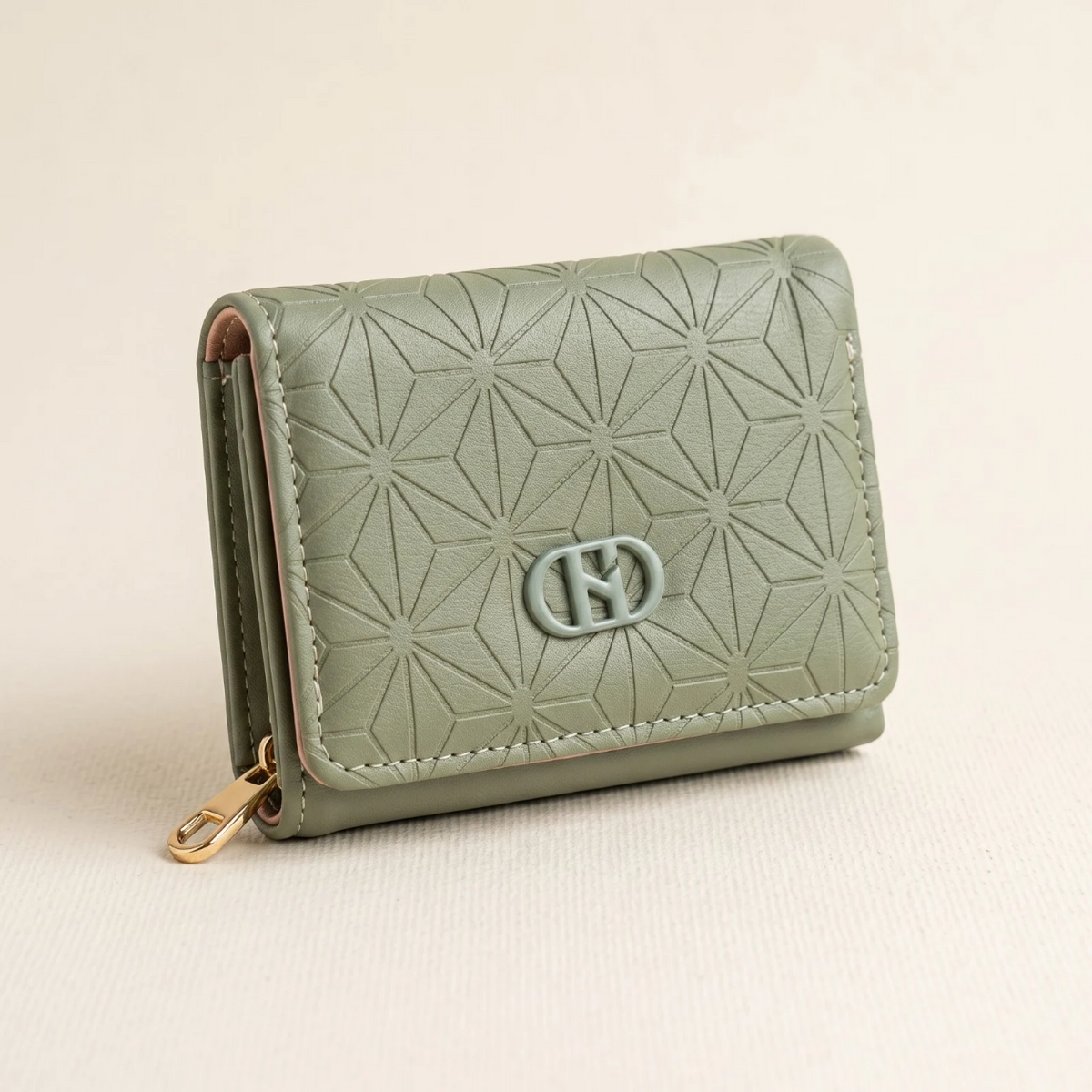 Luxury Geometric Women's Short Wallet – Sage Green