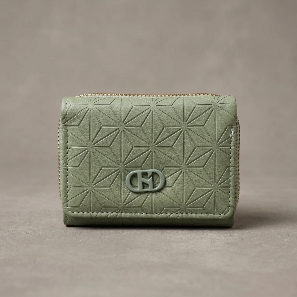 Luxury Geometric Women's Short Wallet – Sage Green
