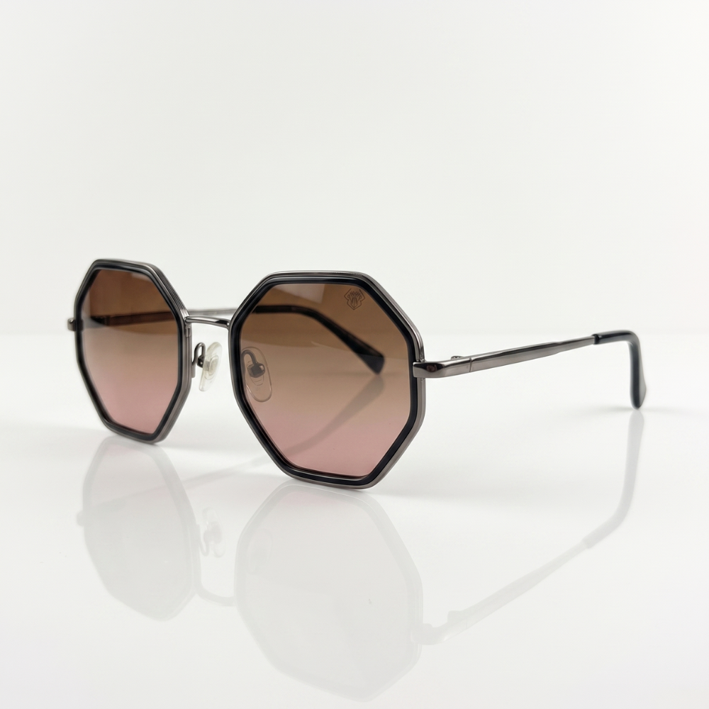 Luxury Octagon Metal Frame Sunglasses – Black & Silver