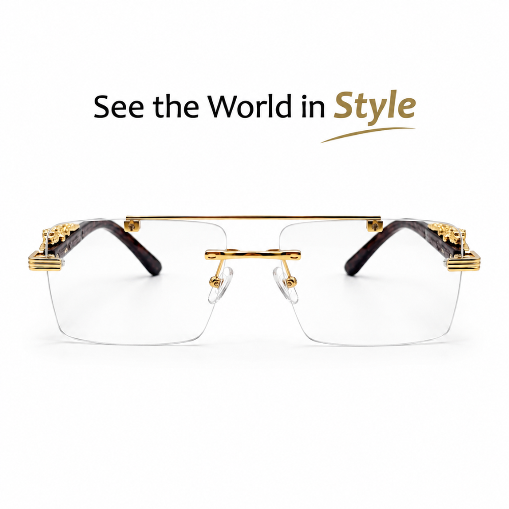Luxury Rimless Gold Frame Eyeglasses