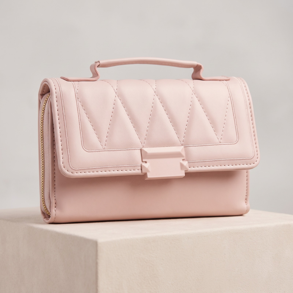 Premium Women's Top Handle Clutch Bag – Blush Pink