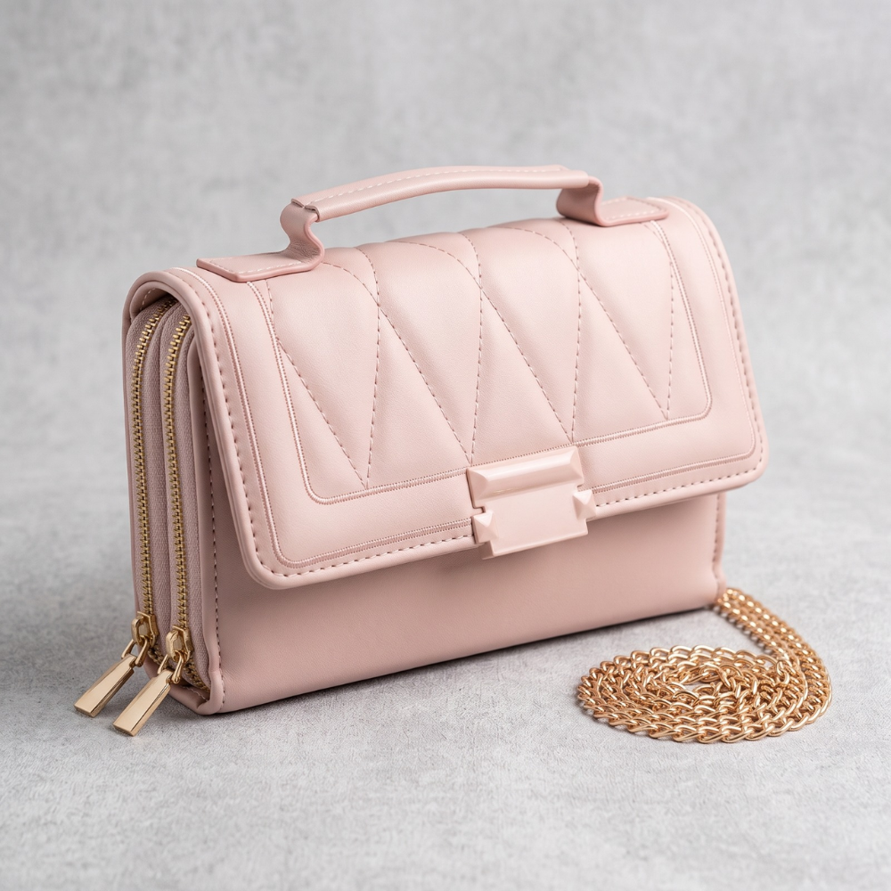 Premium Women's Top Handle Clutch Bag – Blush Pink
