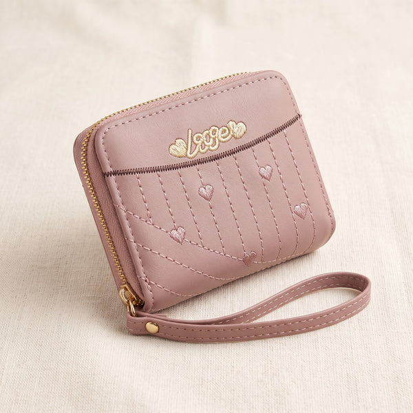 Love Heart Women's Zip Wallet – Dusty Pink