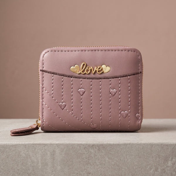Love Heart Women's Zip Wallet – Dusty Pink